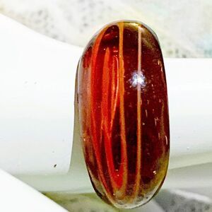 Vintage Murano glass Purple dome ring orange detail size 9